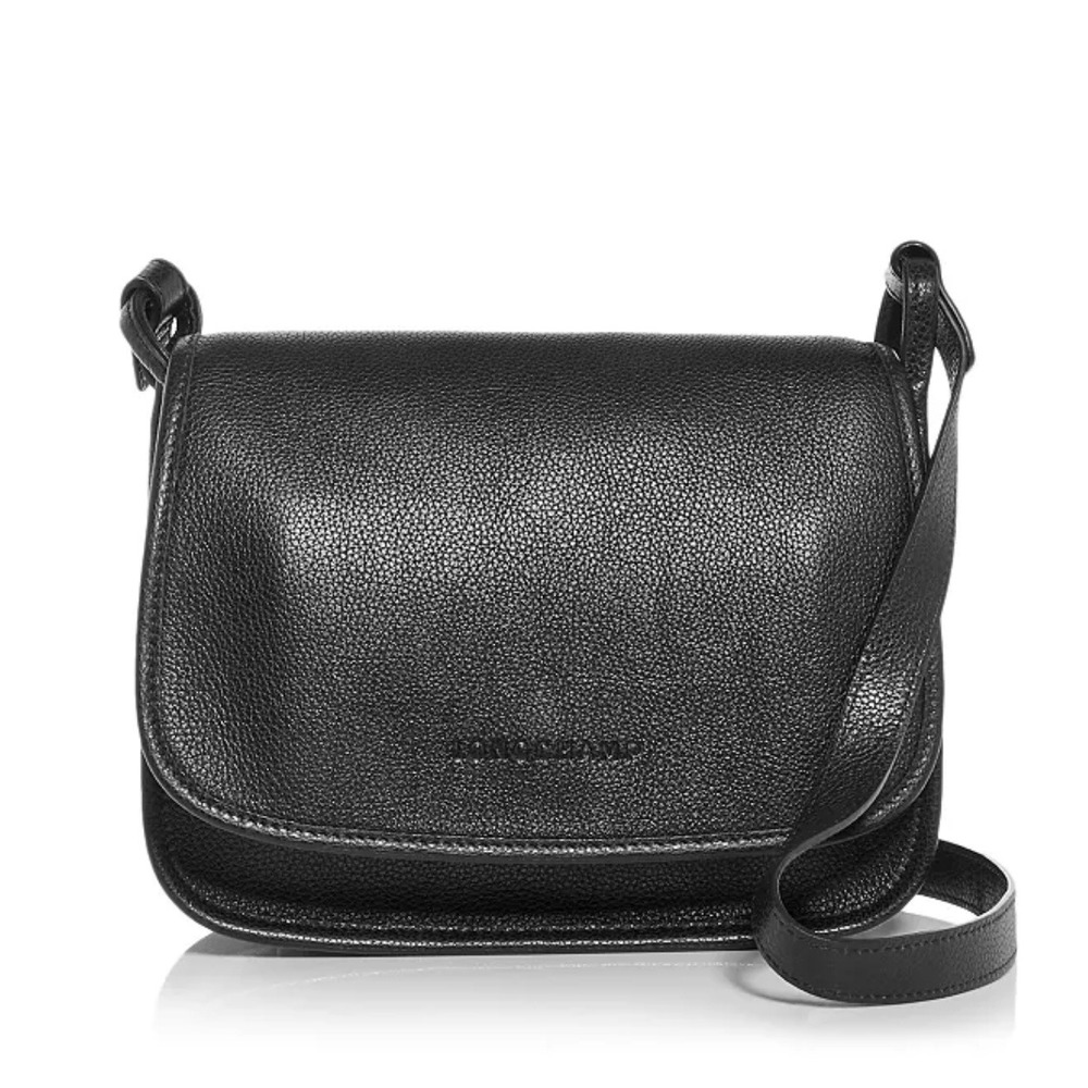 Longchamp Le Foulonné Leather Crossbody Bag Black Flap Messenger Womens Small